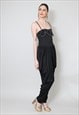 70'S VINTAGE LADIES JUMPSUIT BLACK HAREM TROUSERS DISCO