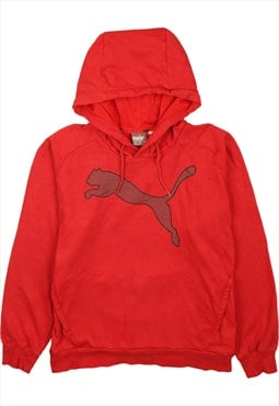 Vintage 90's Puma Hoodie Spellout Pullover Red Small