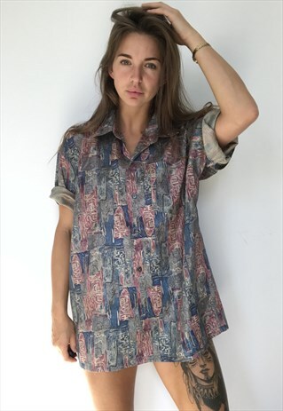 PATTERNED OVERSIZED RETRO VINTAGE UNISEX FESTIVAL SHIRT