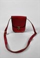 70'S VINTAGE LADIES RED/ BURGUNDY LEATHER SADDLE BAG