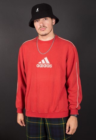 TERRACOTTA RED EMBROIDERED LOGO ADIDAS SWEATSHIRT