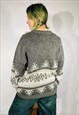 VINTAGE SIZE XL CHUNKY KNITTED JUMPER IN MULTI