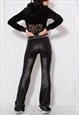VINTAGE 90S GRUNGE Y2K GOTH BLACK O-RING OPEN FLARE LEGGINGS