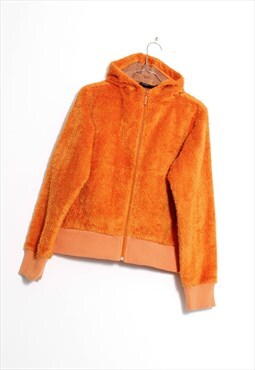 90s grunge y2k rave orange fluffy furry hoodie cardi jumper