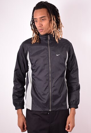 NIKE MENS VINTAGE WATERPROOF JACKET SMALL BLACK 90S
