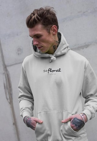 CENTRE LOGO PULLOVER HOODY - SILVER GREY