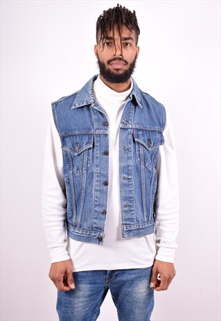 LEVI'S MENS VINTAGE DENIM GILET MEDIUM BLUE 90'S