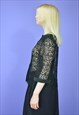 VINTAGE BLACK CLASSIC LACE LONG SLEEVE BLOUSE