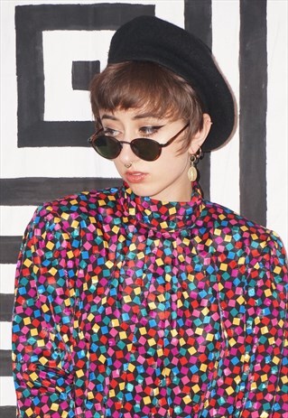 VINTAGE 90'S / Y2K BLACK / TORTOISESHELL ROUNDED SUNGLASSES