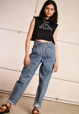 90'S RETRO STONEWASH MOMS DENIM JEANS