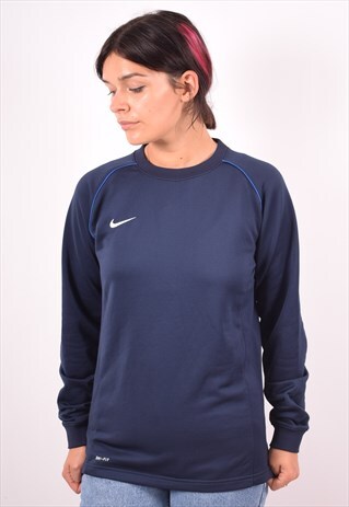 NIKE WOMENS VINTAGE SWEATSHIRT JUMPER MEDIUM BLUE 90S