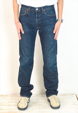 501 Vintage Men's W33 L36 Regular Straight Jeans Denim Pants