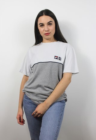 90'S RETRO GREY AND WHITE T-SHIRT
