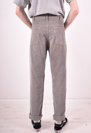 LEVI'S MENS VINTAGE CORDUROY JEANS W36 L32 GREY 90S