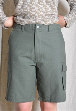 Vintage 90s Unisex Khaki Green Utility Cargo Shorts