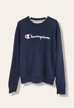 Vintage Champion Sweatshirt Logo Big in Blue M