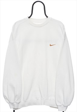 Vintage Nike Swoosh Logo White Sweatshirt Womens