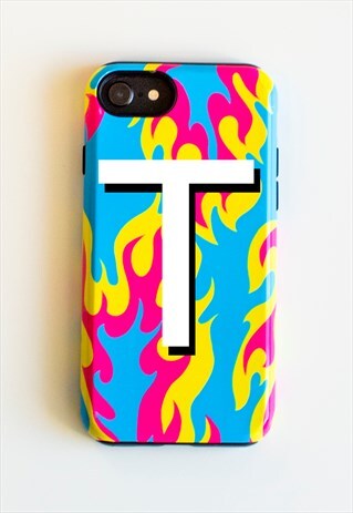 FLAME PHONE CASE PERSONALISED - 1 LETTER PORTRAIT