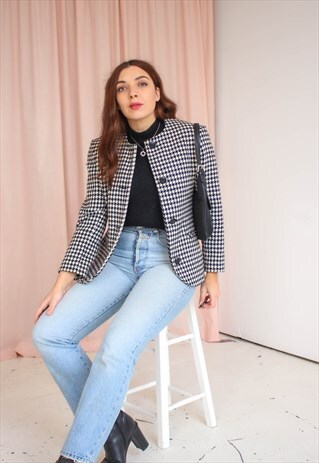 VINTAGE 80S CROPPED HOUNDSTOOTH JACKET