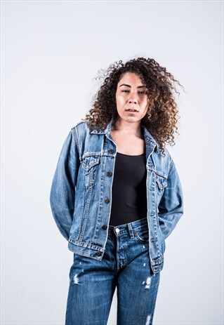 LEVI'S VINTAGE 1980S BLUE DENIM RIPPED JACKET