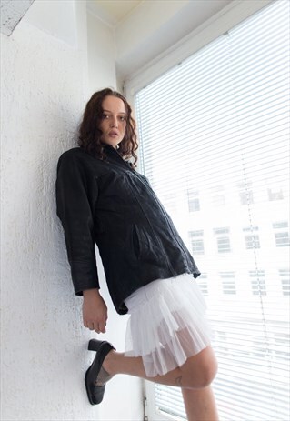 VINTAGE 80'S BLACK LEATHER JACKET