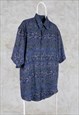 VINTAGE CASUAL CLUB CRAZY PRINT PATTERNED SHIRT LARGE