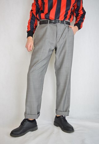 VINTAGE GREY 80'S CLASSIC SUIT STRAIGHT TROUSERS