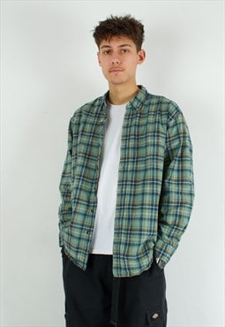 SCHMIDT Workwear L Men's Casual Shirt Plaid Cotton Green Top
