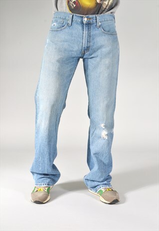 VINTAGE LEVI'S 527 LIGHT BLUE DISTRESSED BOOT CUT JEANS