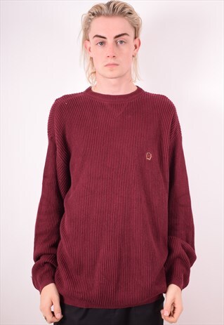 TOMMY HILFIGER MENS VINTAGE JUMPER SWEATER LARGE MAROON 90S