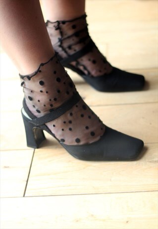 VINTAGE ELEGANCE PARIS BLACK SATIN SQUARE TOE SHOES