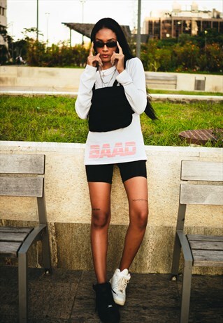 BAAD T-SHIRT WHITE LONG SLEEVE ( NEOFUTUR PINK )