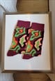 ABSTRACT PATTERN COZY SOCKS IN RED