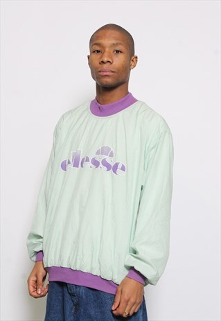 VINTAGE ELLESSE GREEN SPELLOUT TRAINING SWEATSHIRT