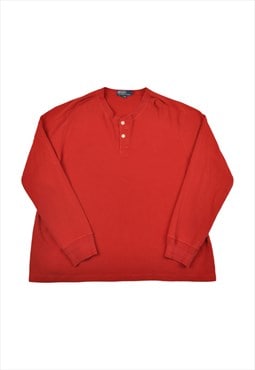 Vintage POLO Ralph Lauren Button Up Pullover Sweater Red L