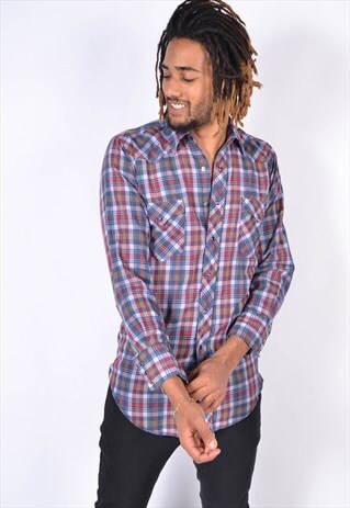 VINTAGE WRANGLER CHECK WESTERN SHIRT RED