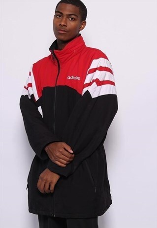 VINTAGE ADIDAS SHELL TRACK JACKET RED BLACK WHITE