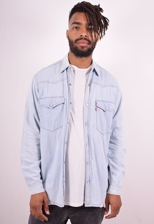 LEVI'S MENS VINTAGE DENIM SHIRT SMALL BLUE 90S