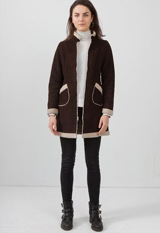 VINTAGE BROWN OLD NAVY SHEARLING SHERPA COAT