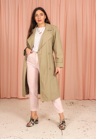VINTAGE 80S TRENCH COAT IN GREEN