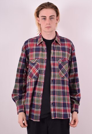 MENS VINTAGE SHIRT LARGE MULTI CHECK 90S