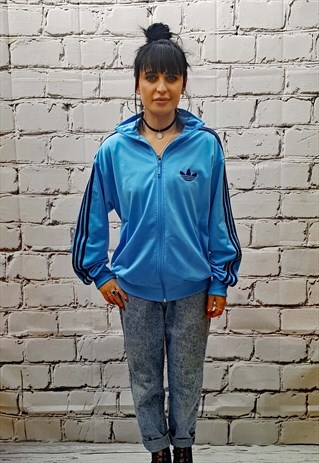 VINTAGE ADIDAS 90'S BLUE TRACKSUIT JACKET/TOP/SPORTSWEAR