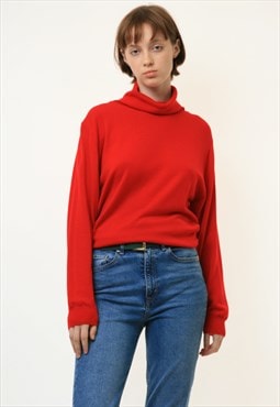 Wool Red Turtleneck Retro Woman Jumper Sweater 4204