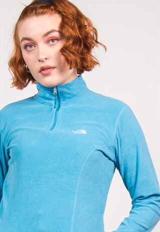 THE NORTH FACE BLUE QUARTER ZIP FLEECE JUMPER