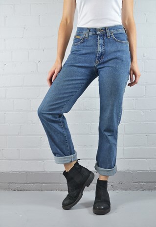 VINTAGE WRANGLER MID BLUE STRAIGHT LEG MOM JEANS