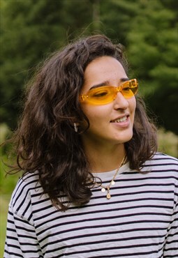 Sportive Retro Sunglasses in Yellow frame and Yellow lenses