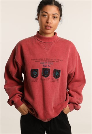VINTAGE BUGLE BOY EMBROIDERED HIGH NECK SWEATSHIRT