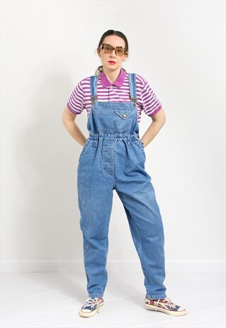 Vintage materinity denim overalls in blue dungarees