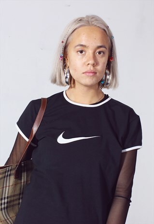 VINTAGE NIKE BLACK AND WHITE RINGER TEE