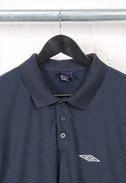 Vintage Umbro Polo Shirt in Navy Short Sleeve Tee Large